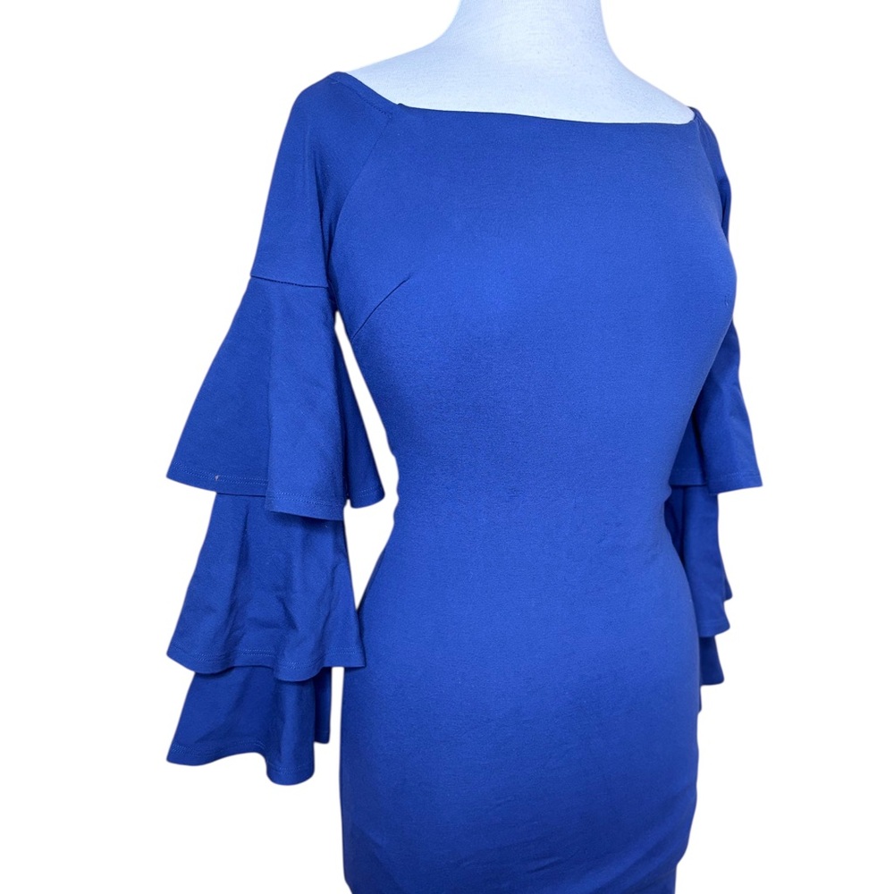Gianni Bini Royal Blue Ruffle Sleeve Dress